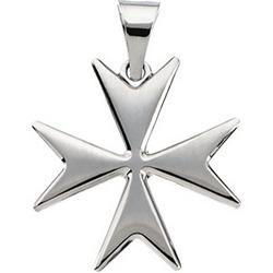 14K White Gold Maltese Cross Pendantwhite 