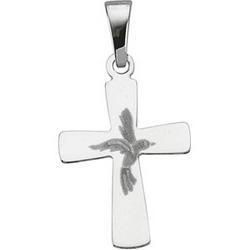 14K White Gold Cross Pendant With Dovewhite 