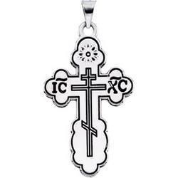 14K White Gold Die Struck Orthodox Crosswhite 