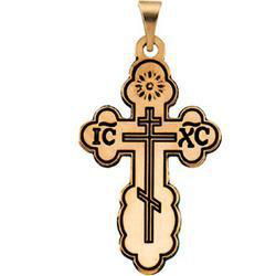 14K Yellow Gold Black Inlayed Orthodox Cross Pendantyellow 