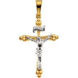 14K Two Tone Gold Crucifix Pendanttwo 