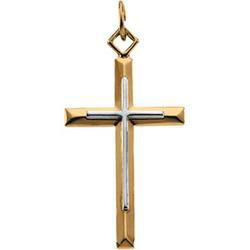 Yellow Gold Filled Two Tone Cross Pendantyellow 