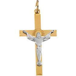 Yellow Gold Filled Two Tone Crucifix Pendantyellow 