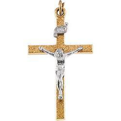 Yellow Gold Filled Two Tone Crucifix Pendantyellow 