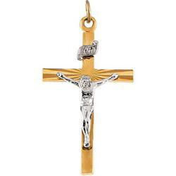 Yellow Gold Filled Two Tone Crucifix Pendantyellow 