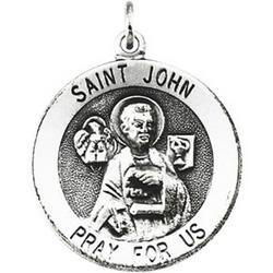 Sterling Silver Round St John Pendant Medalsterling 