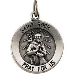 Sterling Silver Round St. Roch Pendant Medalsterling 