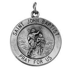 Sterling Silver Round St John The Baptist Pendant Medalsterling 