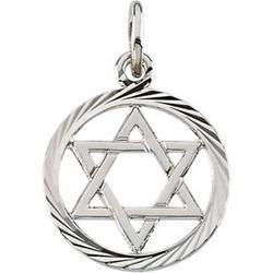 14K White Gold Star Of David Pendantwhite 