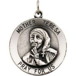 Sterling Silver Pendant Medal Round Mother Teresasterling 