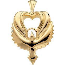 14K Yellow Gold Heart Shaped Holy Spirit Pendantyellow 