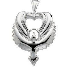 14K White Gold Heart Shaped Holy Spirit Pendantwhite 