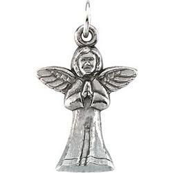 14K White Gold Praying Angel Pendantwhite 