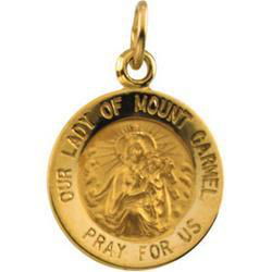 14K Yellow Gold Lady Of Mount Carmel Medalyellow 