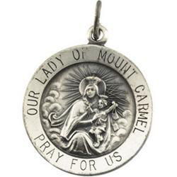 Sterling Silver Round Lady/Mount Carmel Pendant Medalsterling 