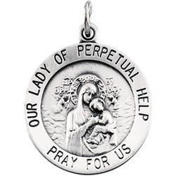 Sterling Silver Round Perpetual Help Pendant Medalsterling 