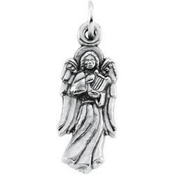 14K White Gold Angel & Harp Pendantwhite 