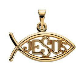 10K Yellow Gold Fish & "Jesus" Pendantyellow 