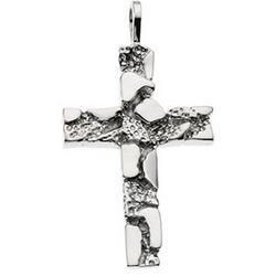 14K White Gold Nugget Cross Pendantwhite 