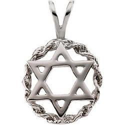 14K White Gold Star Of David Pendantwhite 
