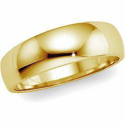 10K Yellow Gold Half Round Tapered Band - 6mmyellow 