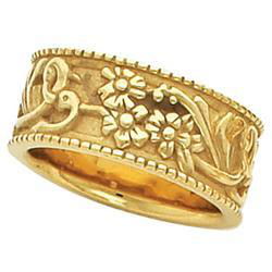 14K Yellow Gold Fancy Band Ringyellow 