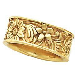 14K Yellow Gold Fancy Band Ringyellow 