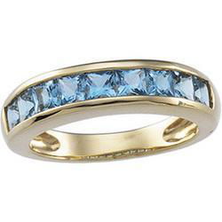 14K Yellow Gold Blue Topaz Channel Band Ringyellow 