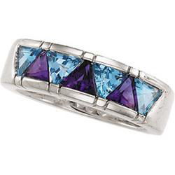 Sterling Silver Swiss Blue Topaz & Amethyst Ringsterling 