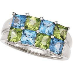 Sterling Silver Swiss Blue Topaz & Peridot Ringsterling 