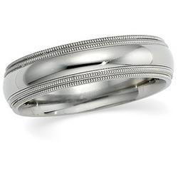 Titanium Double Milgrain Inside Round Band - 6mmtitanium 
