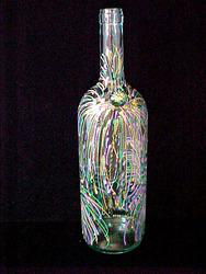 Mardi Gras Fireworks Design - Hand Painted - Wine Bottle with Hand Painted Stoppermardi 