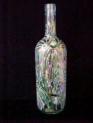 Mardi Gras Fireworks Design - Hand Painted - Wine Bottle with Hand Painted Stoppermardi 