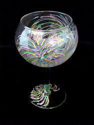 Mardi Gras Fireworks Design - Hand Painted - Grande Goblet - 17.5 oz..mardi 