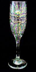 Mardi Gras Mask Design - Hand Painted - Flute - 6 oz.mardi 