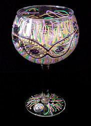 Mardi Gras Mask Design - Hand Painted - Grande Goblet - 17.5 oz..mardi 