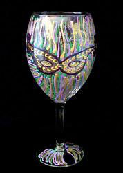 Mardi Gras Mask Design - Hand Painted - Grande Wine - 16 oz..mardi 