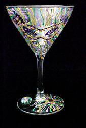 Mardi Gras Mask Design - Hand Painted - Martini - 7.5 oz.mardi 