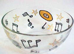 Musical Stars Design - Hand Painted - Serving Bowl - 11 inch diametermusical 