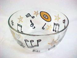 Musical Stars Design - Hand Painted - Serving Bowl - 8 inch diametermusical 