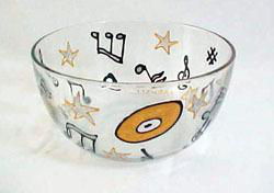 Musical Stars Design - Hand Painted - Serving Bowl - 6 inch diametermusical 