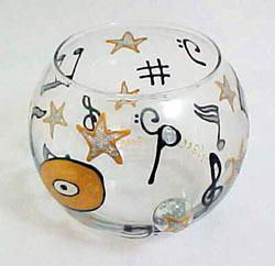 Musical Stars Design - Hand Painted - 19 oz. Bubble Ball with candlemusical 