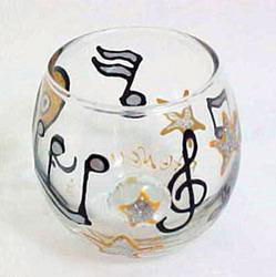 Musical Stars Design - Hand Painted - 5 oz. Votive with candlemusical 