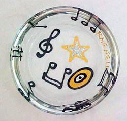Musical Stars Design - Hand Painted - Coaster - 3.75 inch diametermusical 