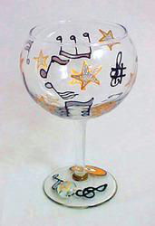 Musical Stars Design - Hand Painted - Goblet - 12.5 oz.stars 