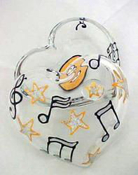 Musical Stars Design - Hand Painted - Heart Shaped Box - 2 pieces - 4.5 inch diametermusical 