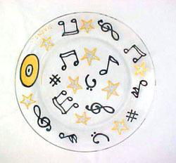 Musical Stars Design - Hand Painted - Platter/Serving Plate - 13 inch diametermusical 