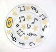 Musical Stars Design - Hand Painted - Snack/Cake Plate - 7 inch diameter.