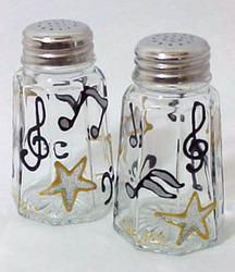 Musical Stars Design - Hand Painted - Salt & Pepper Shakers, 2.5 oz.. Set of 2musical 