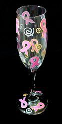 Pretty in Pink Design - Hand Painted - Flute - 6 oz.pretty 